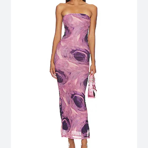 Revolve MORE TO COME Oksana Gown in Tan Floral - Picture 1 of 7